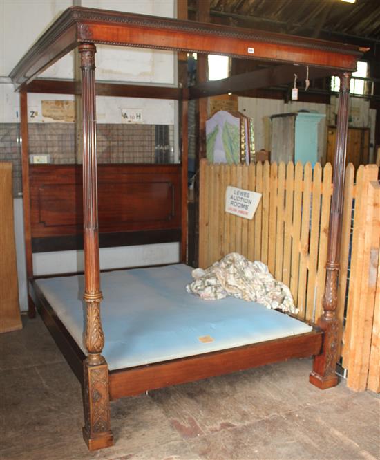 An Edwardian mahogany four poster bed, Overall 7ft 1in. x 5ft 7in. x 6ft 9.5in.